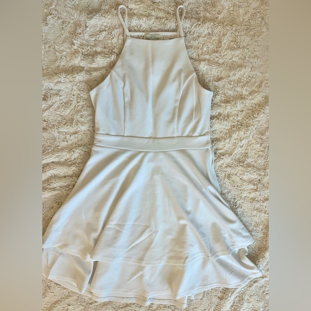 White Lace Cutout Mini Dress